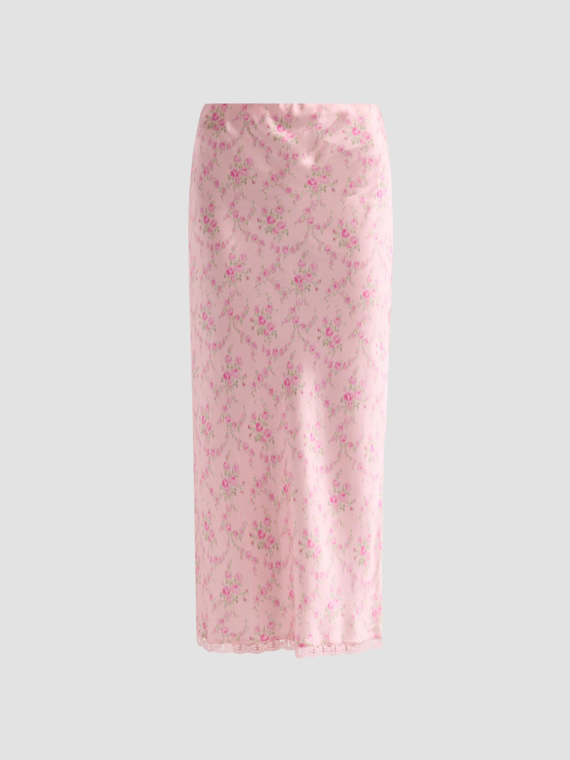 Women's Castle Floral Silk-Blend Midi Skirt - Spiced Camellia - 1