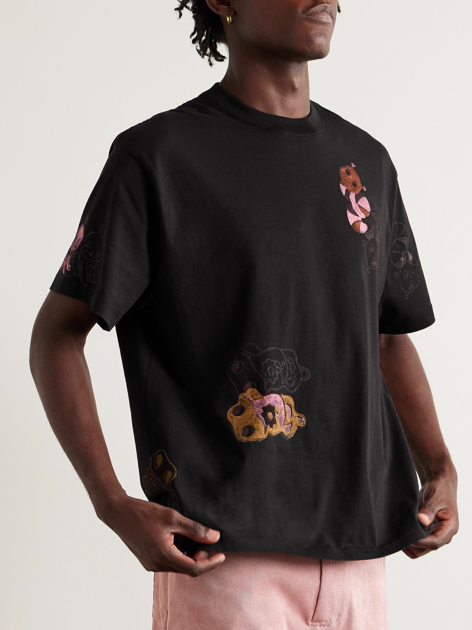 Grateful Printed Organic Cotton-Jersey T-Shirt Black - 3