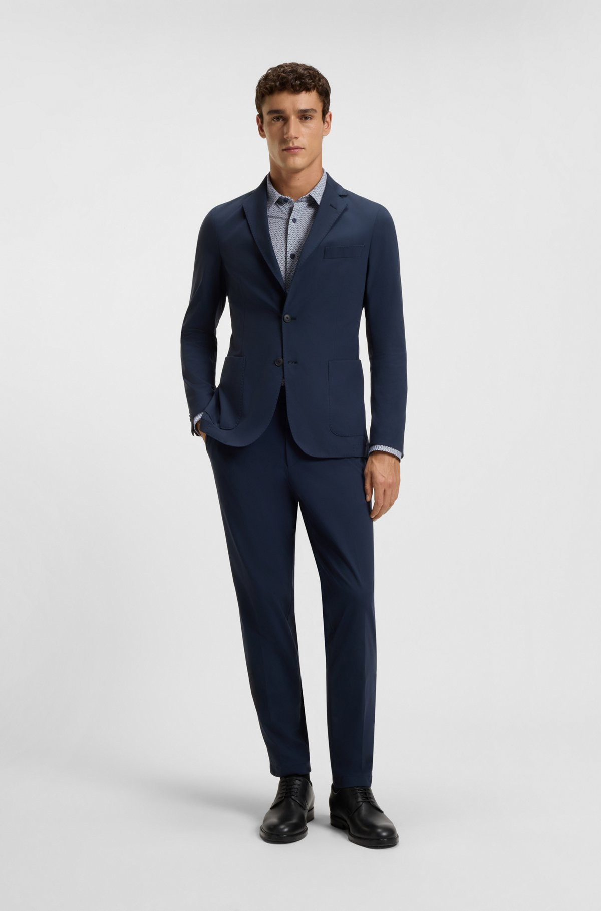 SLIM-FIT SHIRT IN PRINTED ITALIAN PERFORMANCE-STRETCH JERSEY - 4