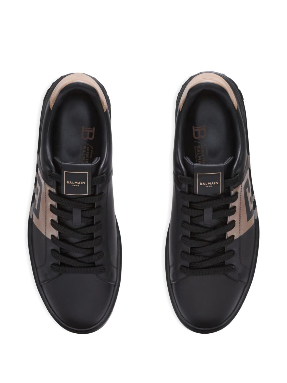 B-Court logo-detail calfskin sneakers - 4