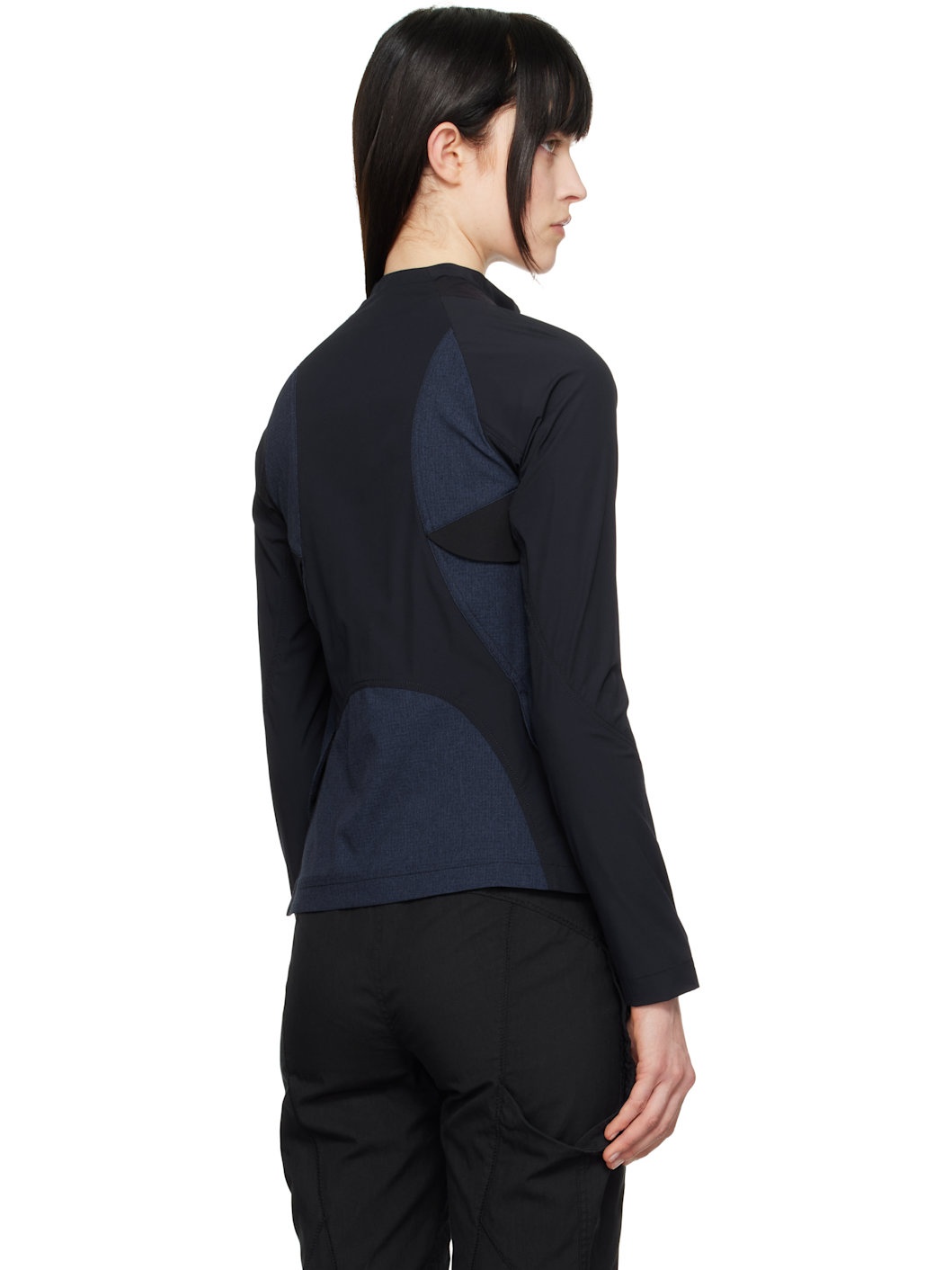 Navy & Black Paneled Windbreaker Jacket - 3