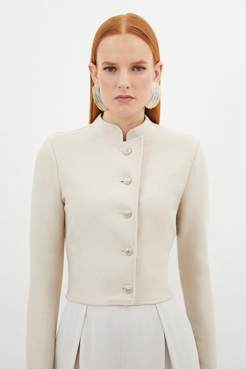 Figure Form Bandage Cropped Button Up Knit Jacket 1