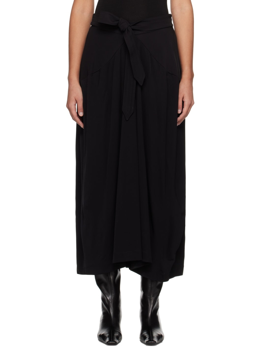 Black Self-Tie Maxi Skirt - 1