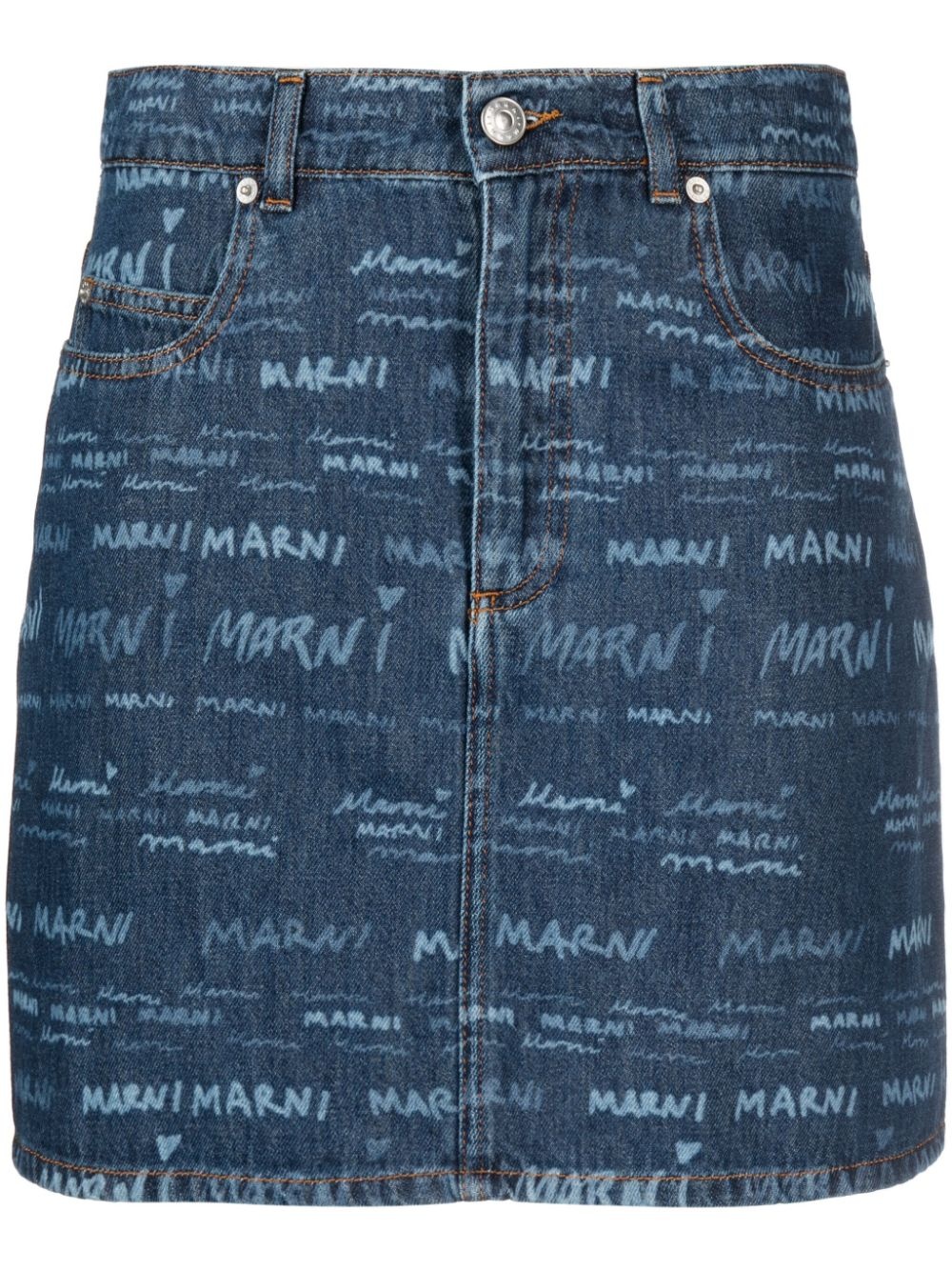 logo-print denim skirt - 1