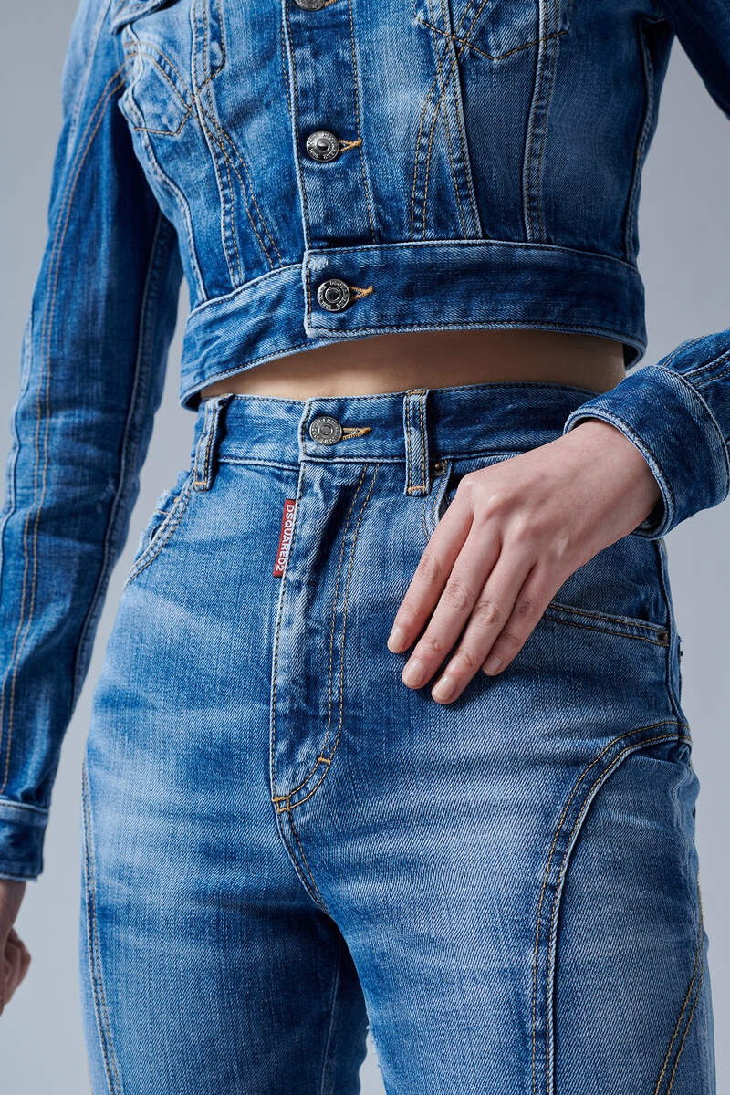 ICON MEDIUM WASH HIGH WAIST TRUMPET JEANS 4