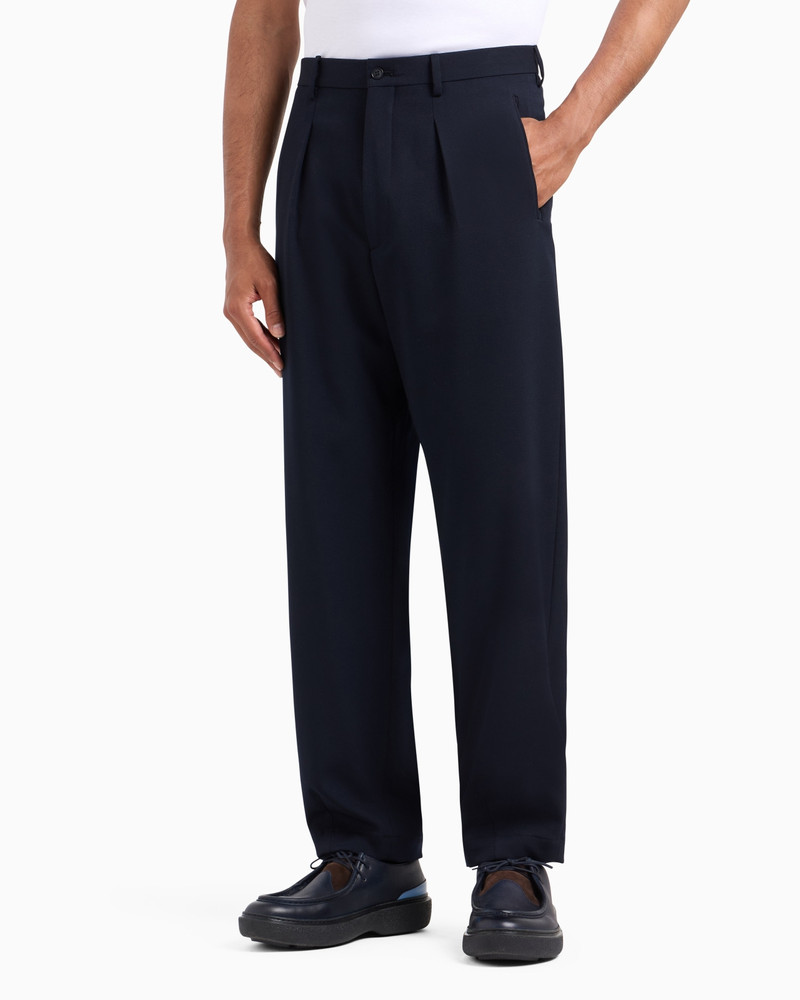 GIORGIO ARMANI Single-pleat stretch virgin wool trousers outlook