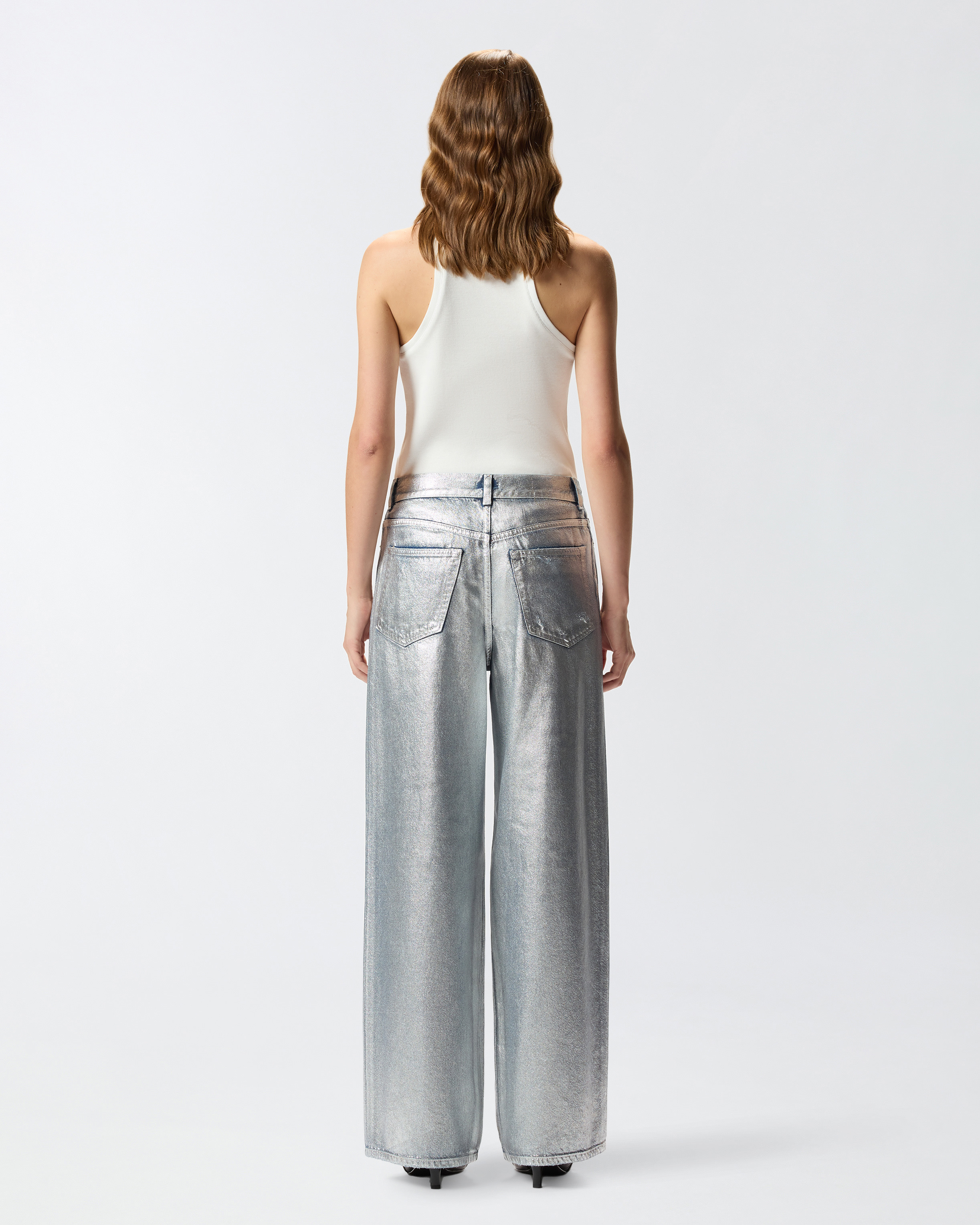 LOOSE-FIT LAMINATED DENIM JEANS - 4