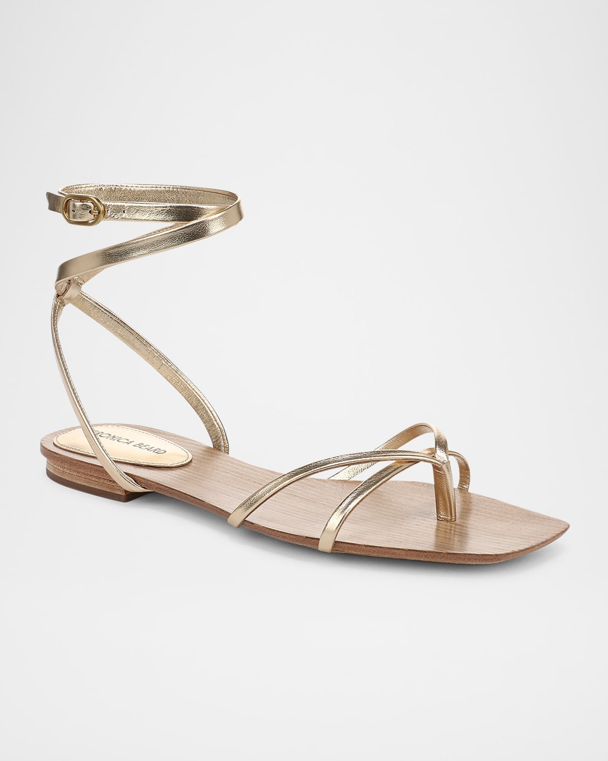 Allegra Metallic Flat Ankle-Strap Sandals - 4