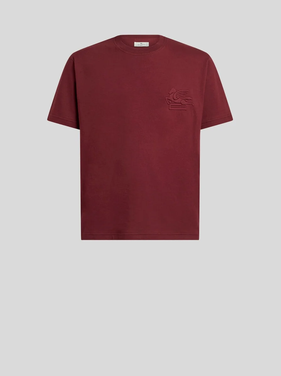 COTTON JERSEY T-SHIRT WITH RAISED PEGASO LOGO - 1
