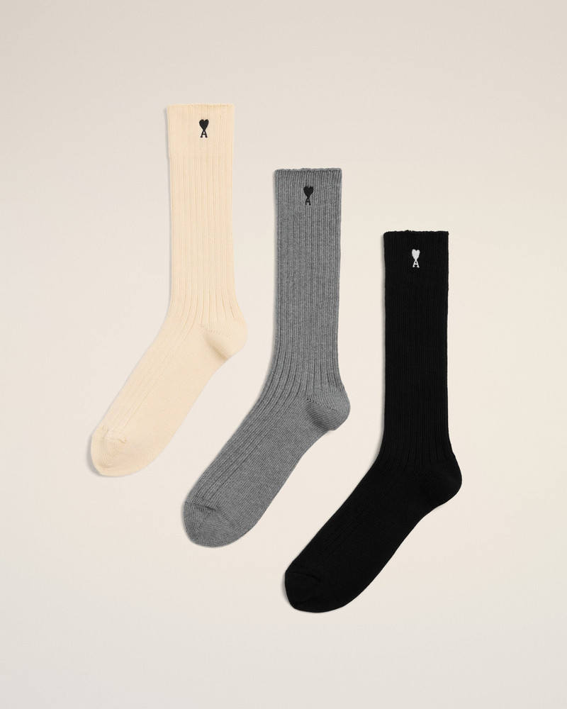 COTTON THREE-PACK SOCKS WITH AMI DE COEUR 1