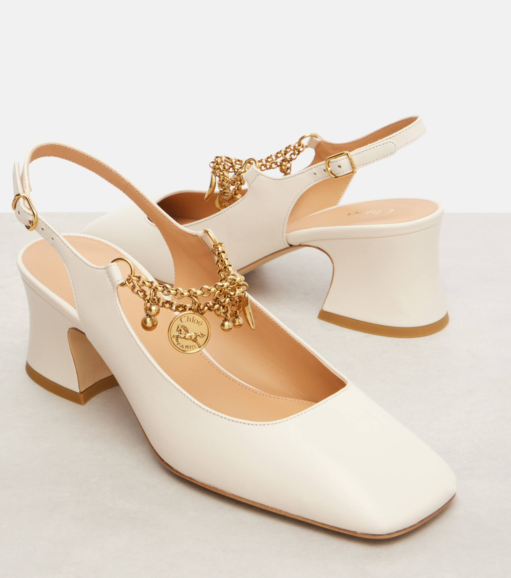 Chloé Charms 55 leather slingback pumps - 5