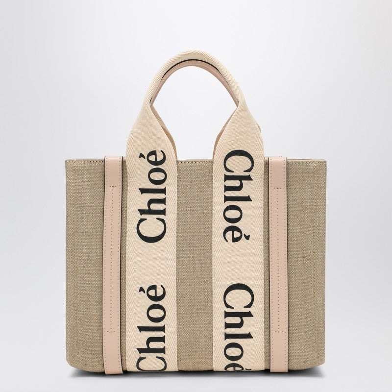 Chloé Woody Little Bag In Beige Canvas Women - 2