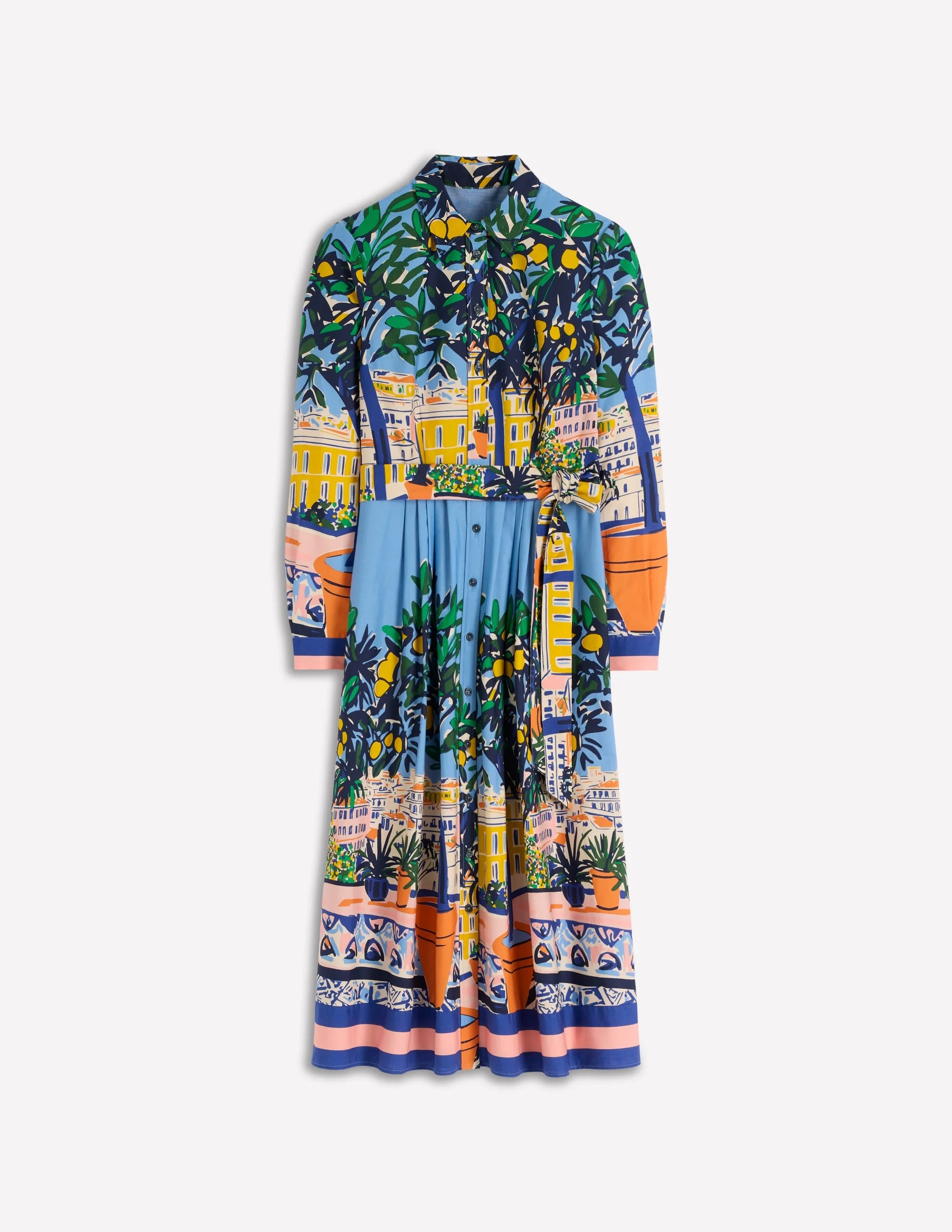 Alexa Long Sleeve Midi Dress-Multi Balcony Scene - 1