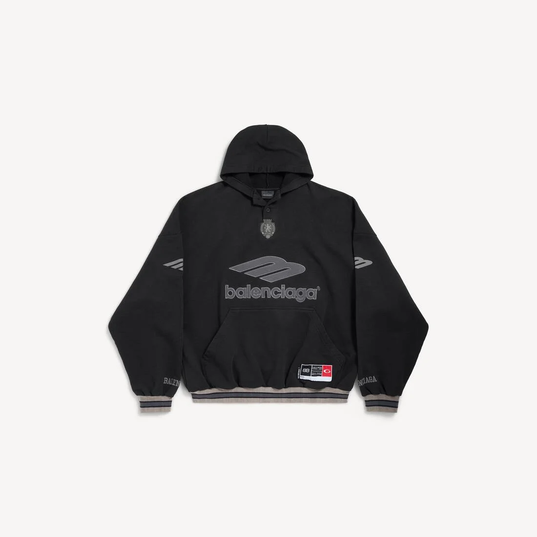 Men's 3b Football Polo Hoodie in Black/anthracite - 1