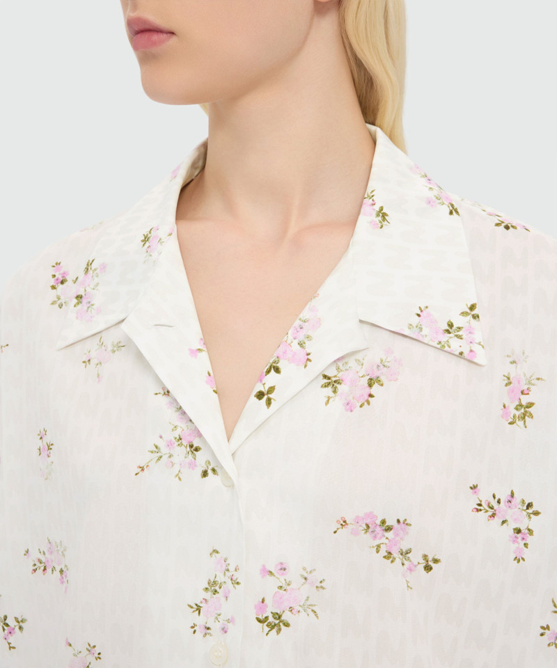 Off-white cotton poplin shirt with all-over print 5