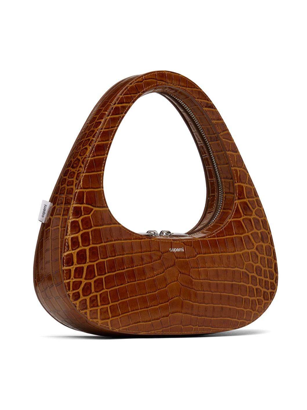 Brown Croco Baguette Swipe Bag - 2