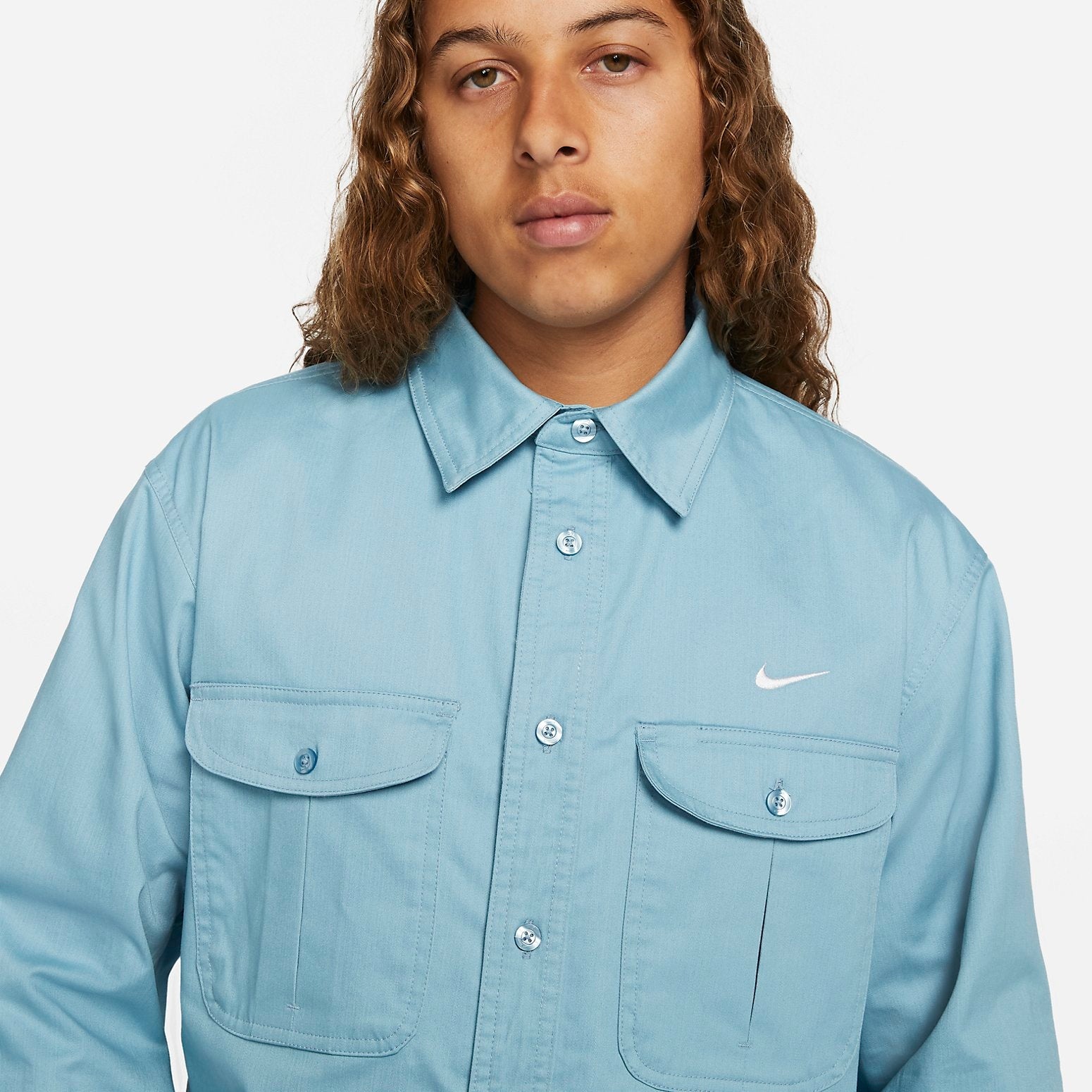 Nike SB Woven Skate Long-Sleeve Button Down 'Blue' DQ6288-494 - 2