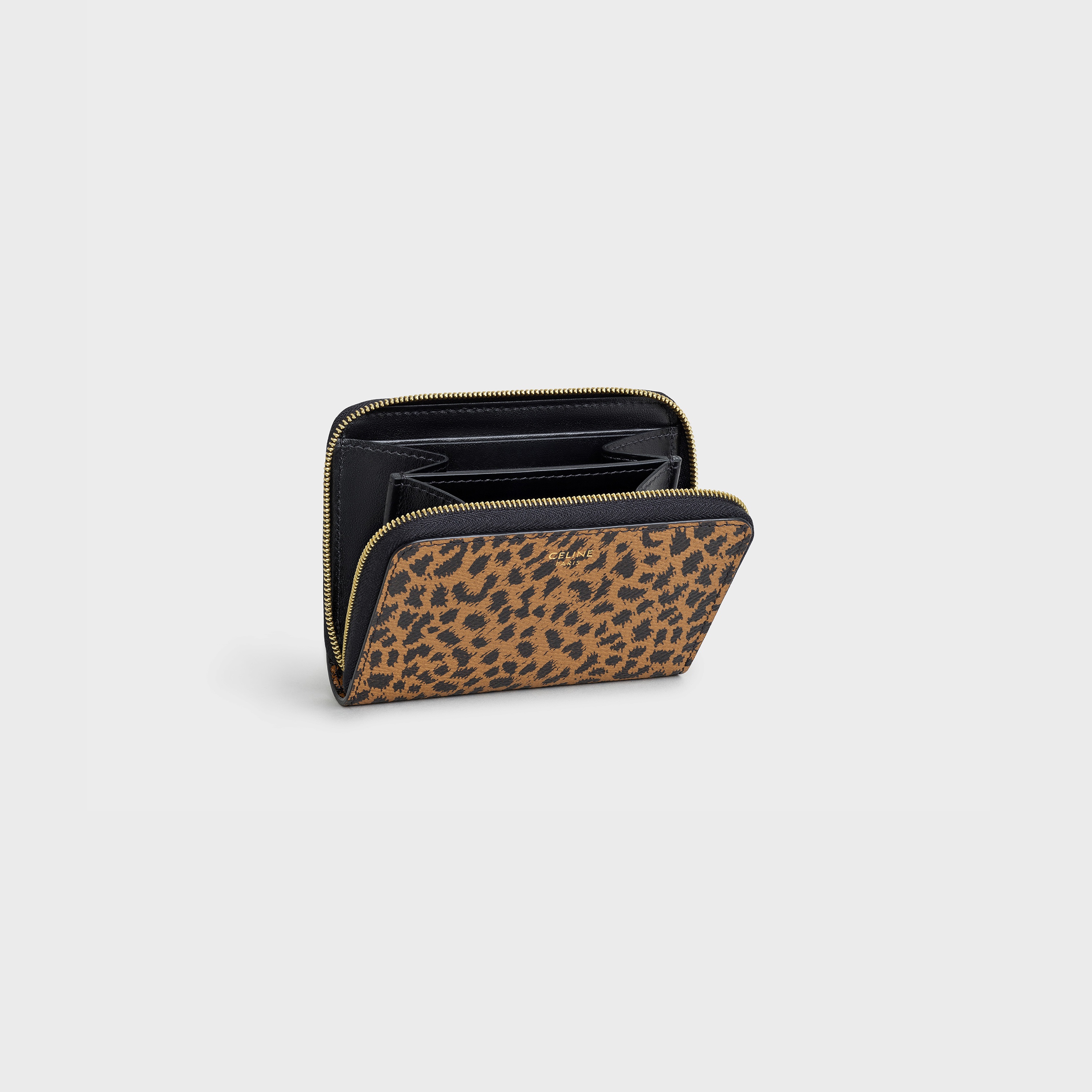 COMPACT WALLET  IN  GRAINED CALFSKIN WITH LEOPARD PRINT - 4