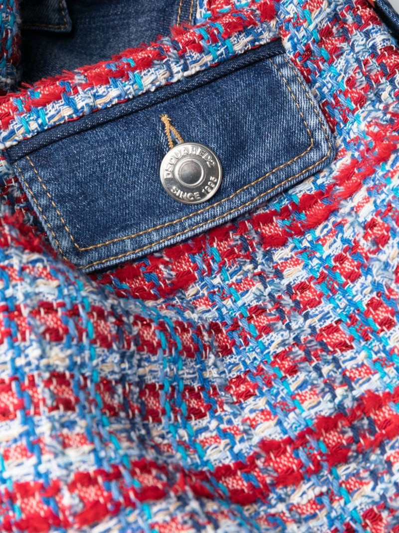 panelled tweed denim 미니 드레스 6