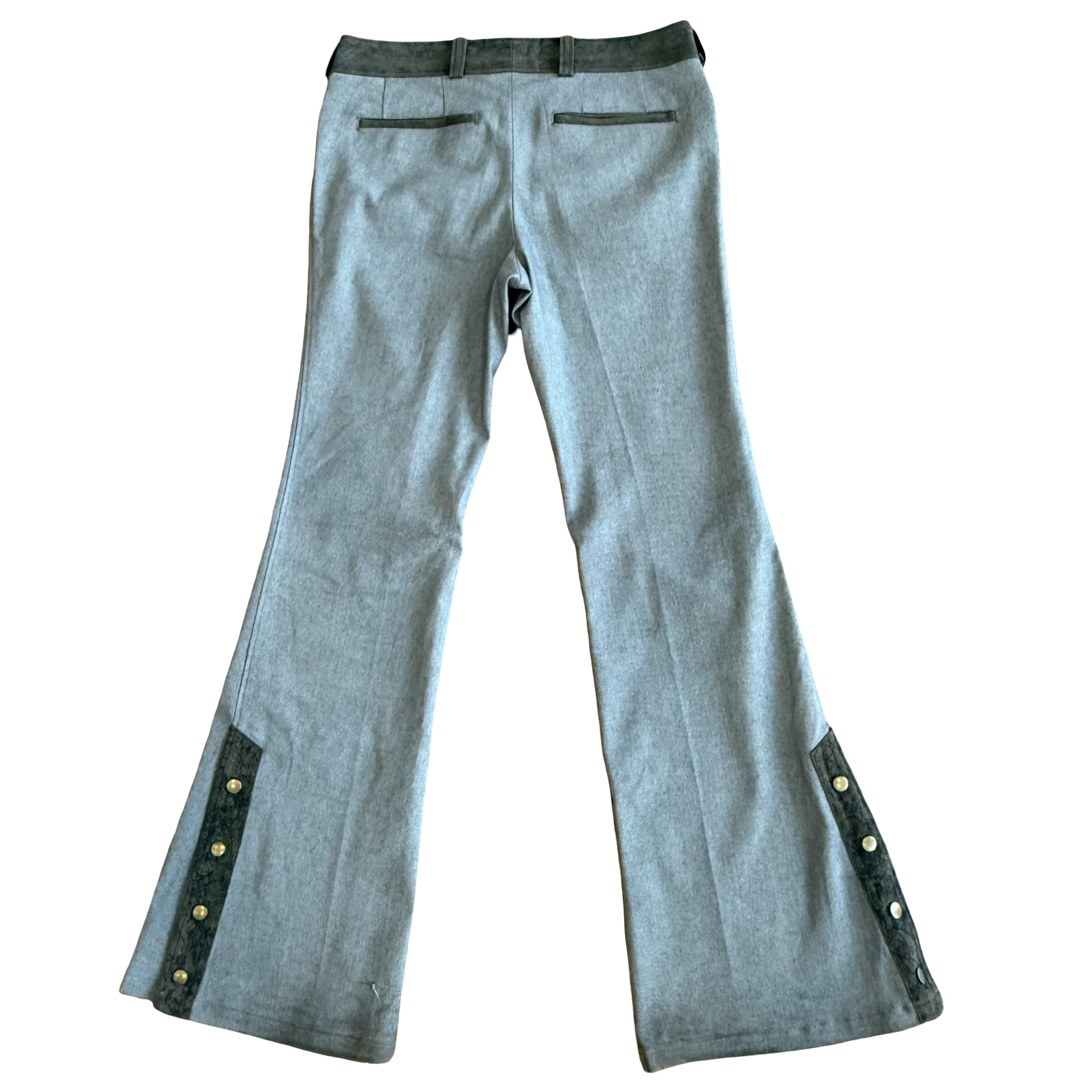 Tornado Mart - Tornado Mart Suede Trim Flare Denim SZ L - 4