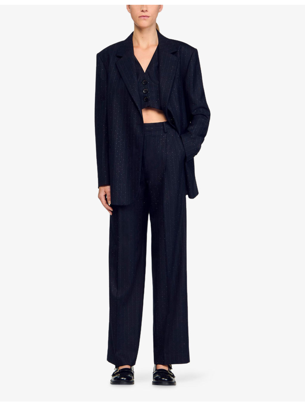 Rhinestone-Embellished Single-Breasted Stretch-Wool Blazer - 2