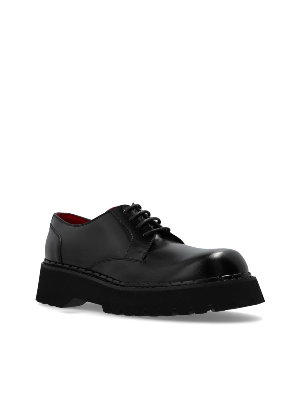 ribbon-stripe leather derby shoes - 4