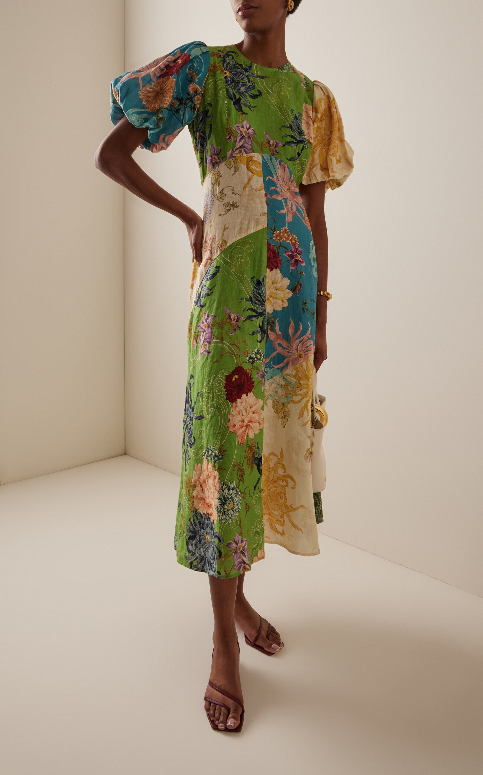 Avery Spliced Linen Midi Dress multi - 3