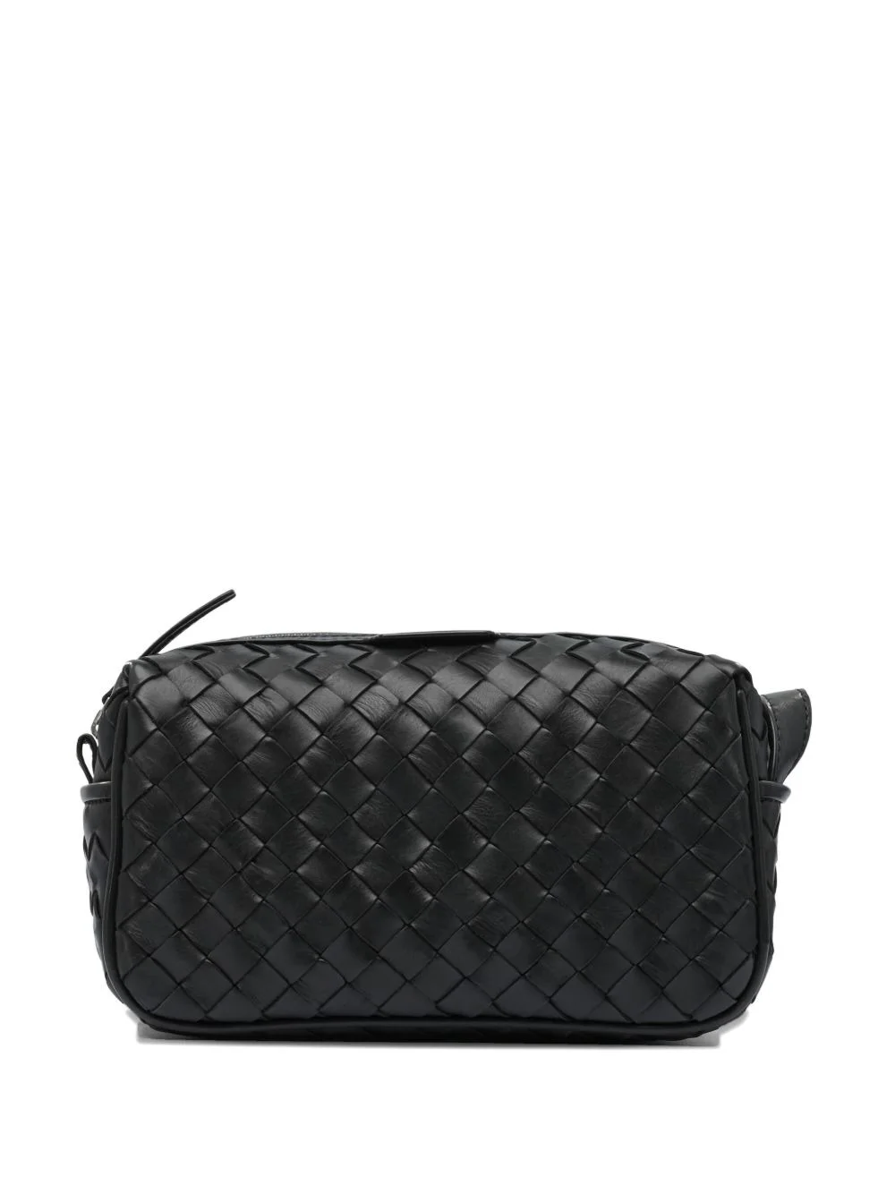 woven leather wash bag - 1
