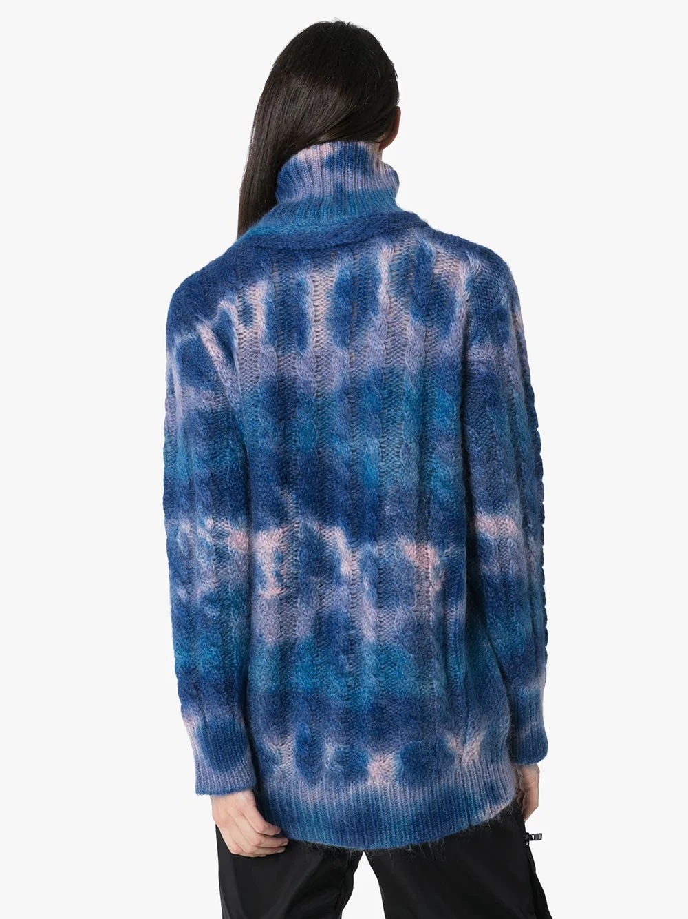 mottled-effect cable knit turtleneck - 4