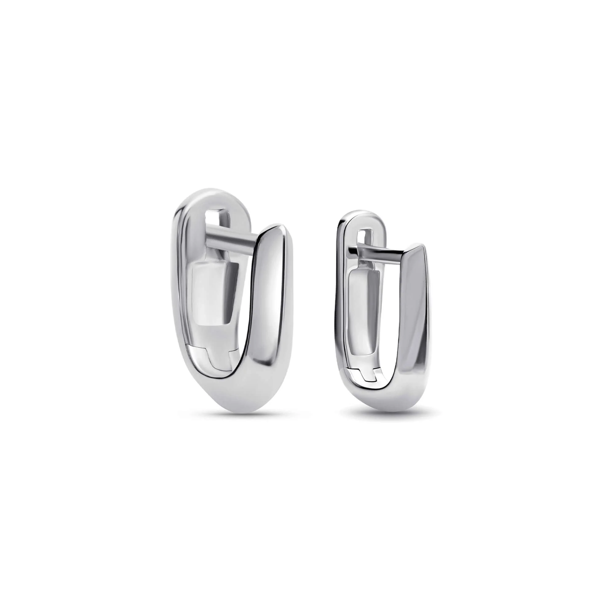 Silver Knife Edge Hoop Duo Set - 1