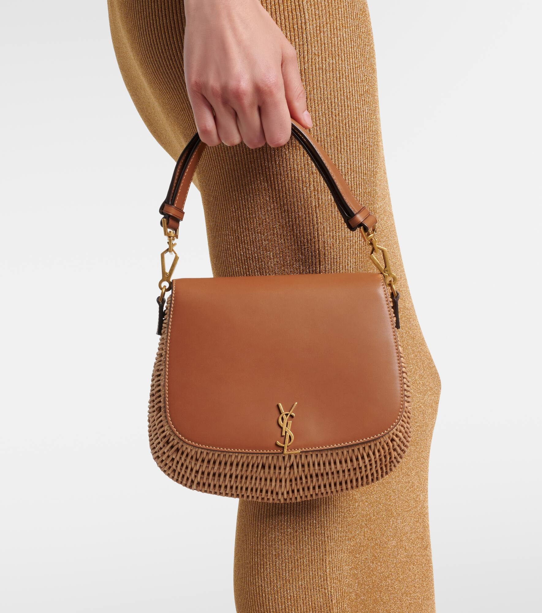 Voltaire leather and wicker tote bag - 6