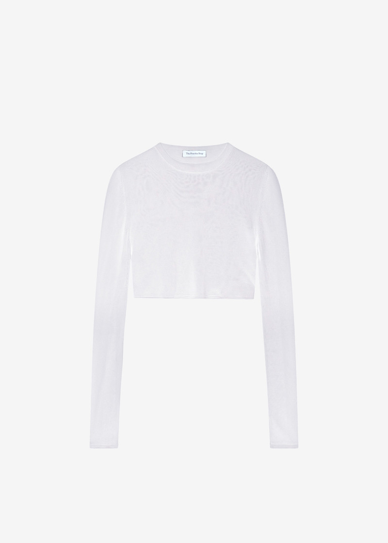 Kazel Cropped Thin Knit Top - White 11