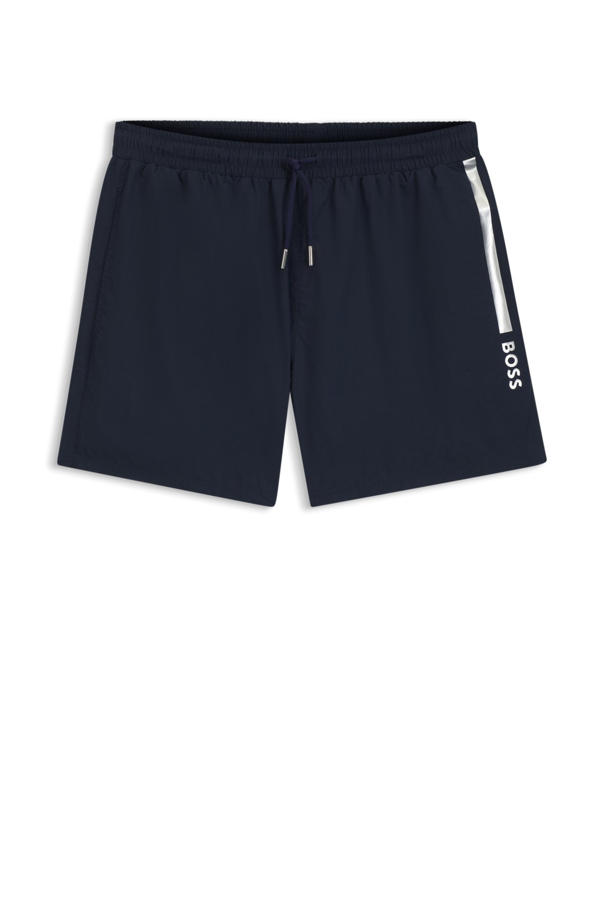 SWIM SHORTS WITH FOIL-PRINTED LOGO AND STRIPE - 1