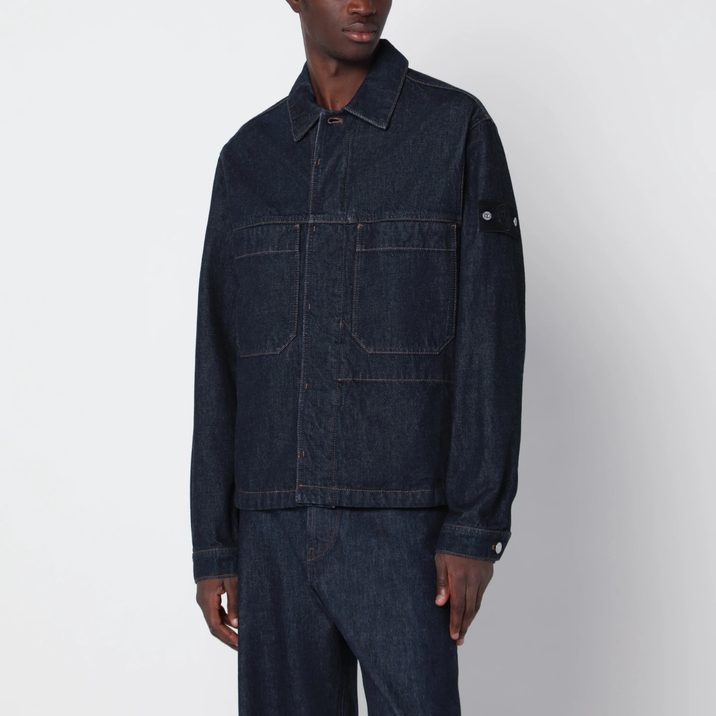 Dark blue denim shirt jacket - 1