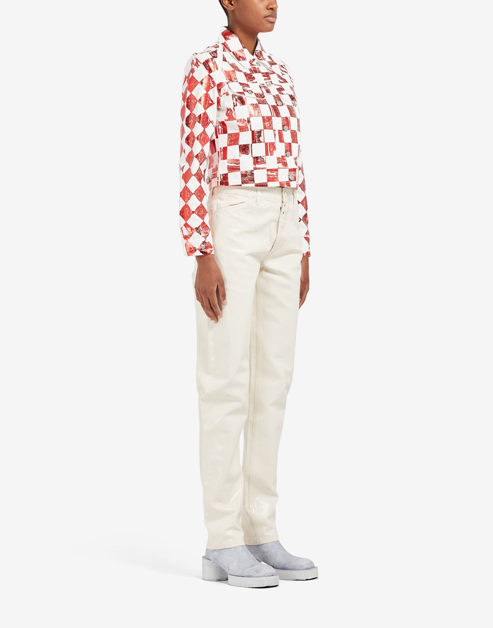 Fchess mylar print fitted denim jacket - 3