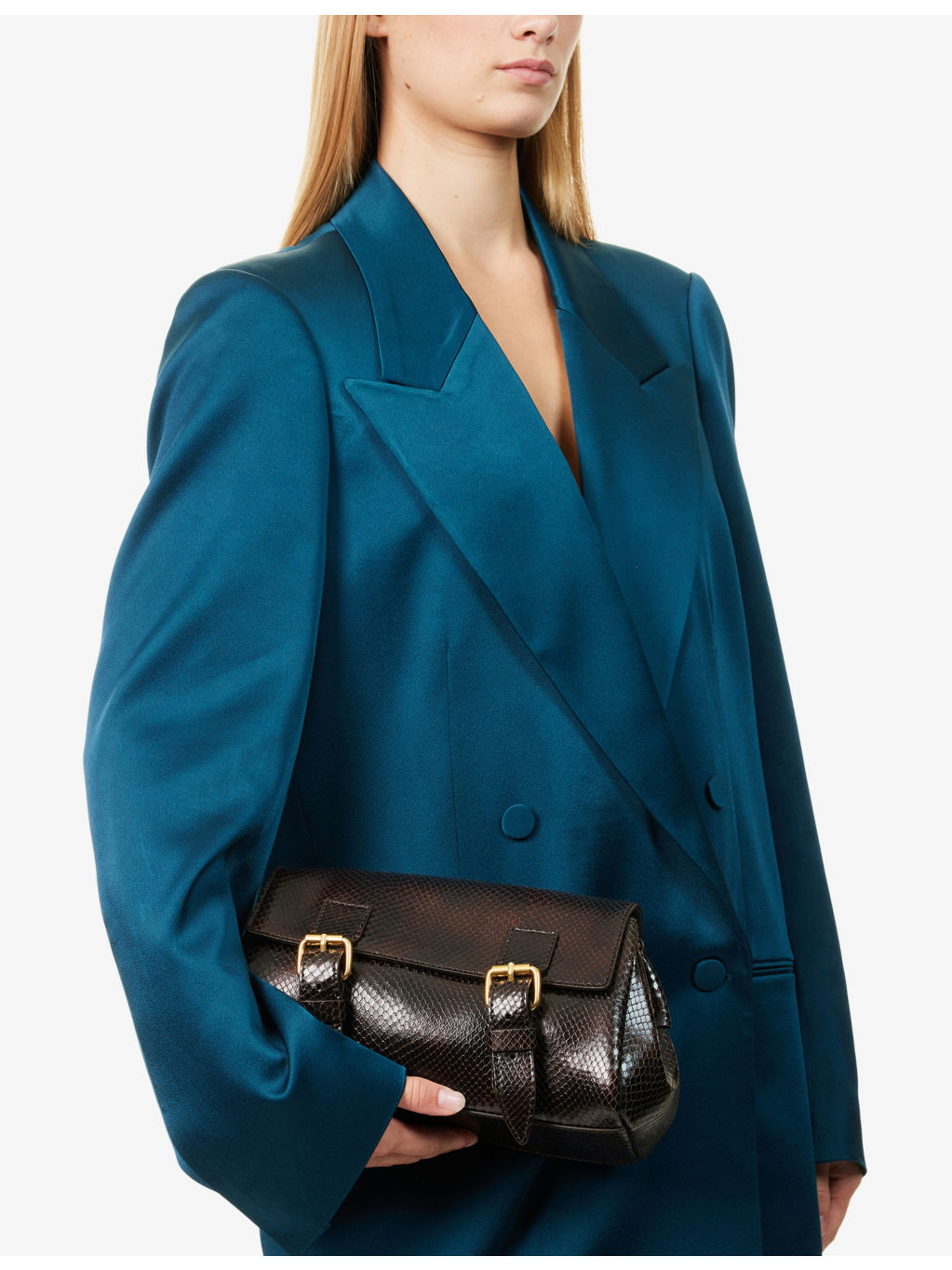 Snake-Effect Leather Satchel - 3