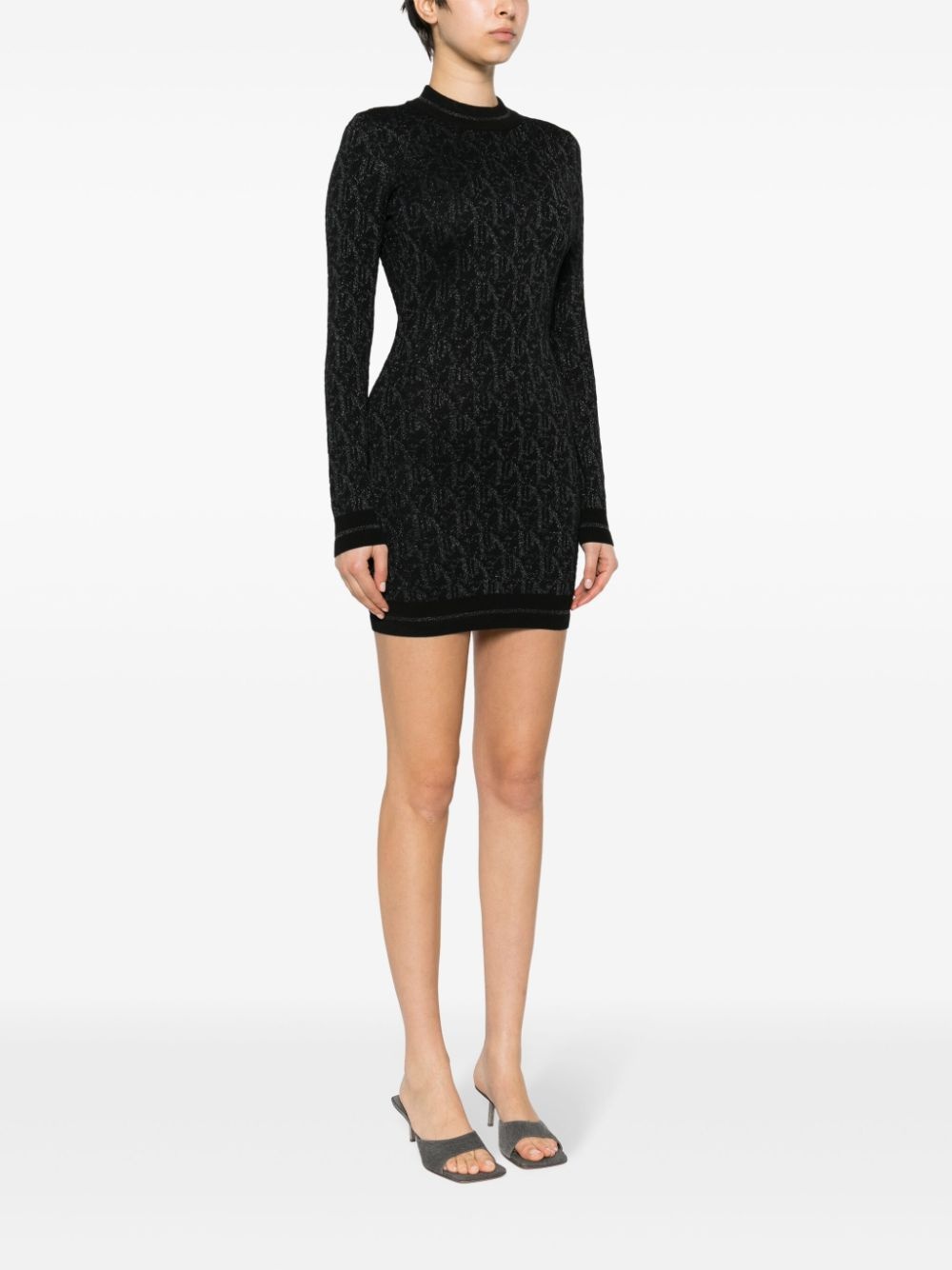 monogram-jacquard mini dress - 3