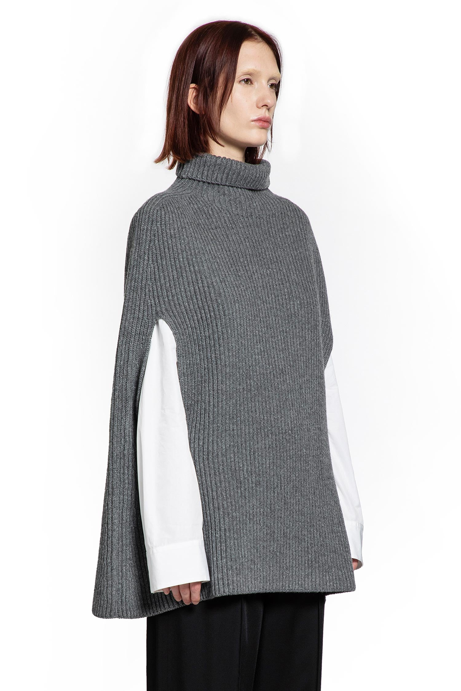 Midweight Wool High-neck Cape - 2