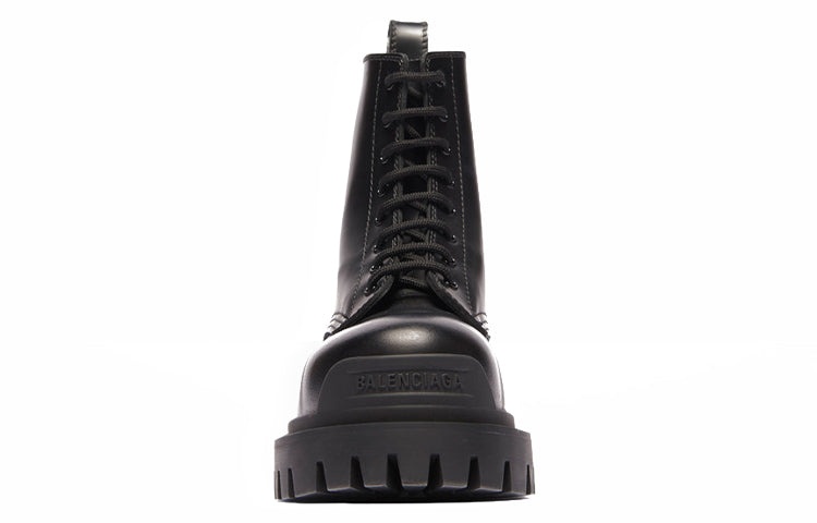 (WMNS) Balenciaga Strike Lace-Up Boot 'Black' 590974WA9601000 - 2