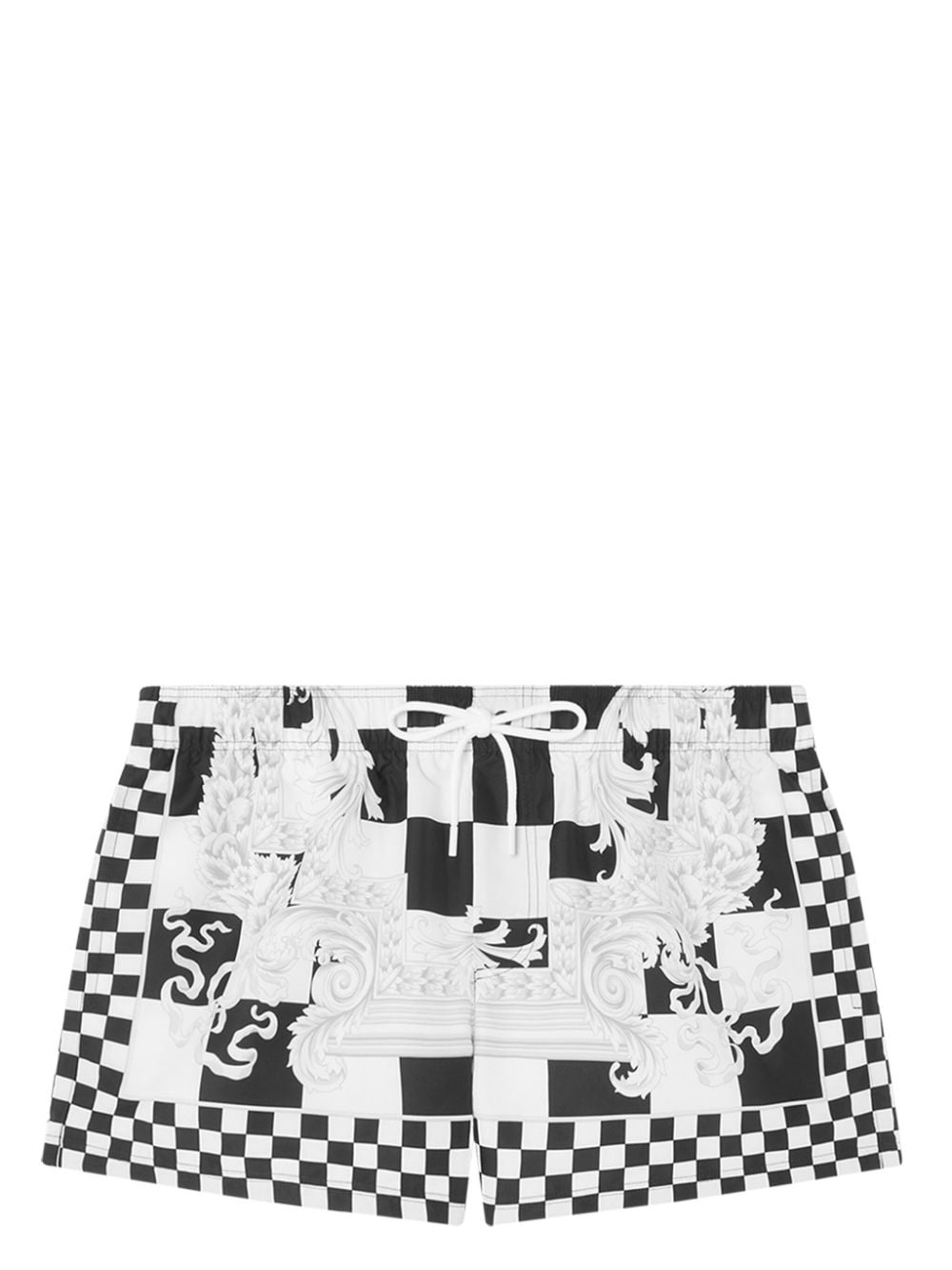Barocco-motif checkerboard-print swim shorts - 1
