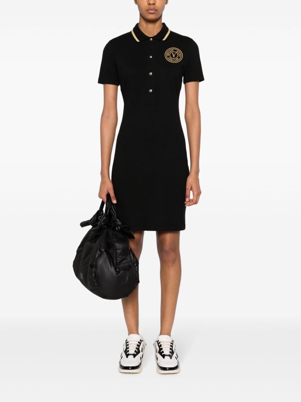 V-Emblem cotton polo minidress - 3