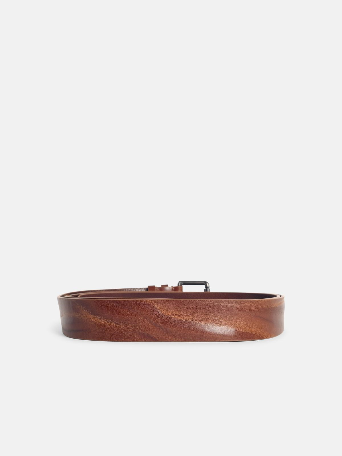 'BUCKLE 40X' DARK BROWN LEATHER LONG BELT - 2