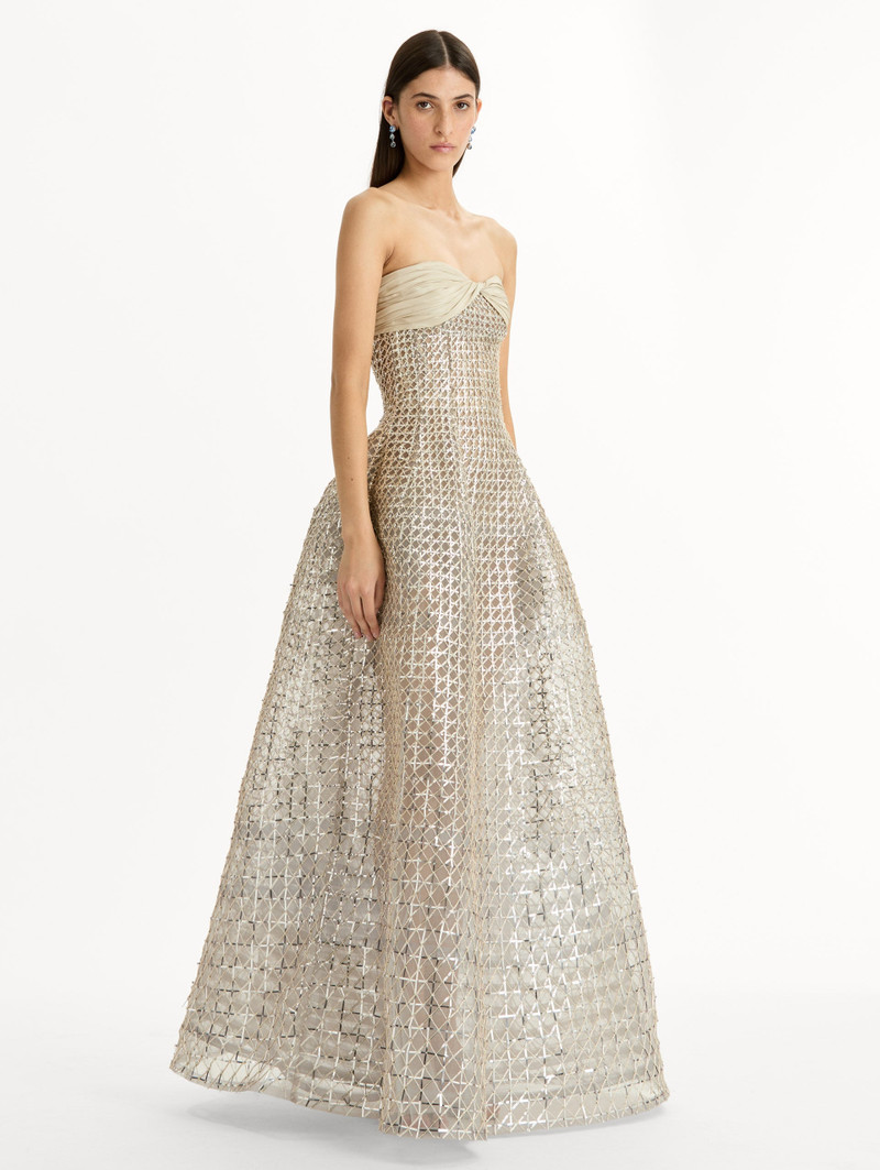 SEQUIN & BUGLE BEAD LATTICE GOWN 4
