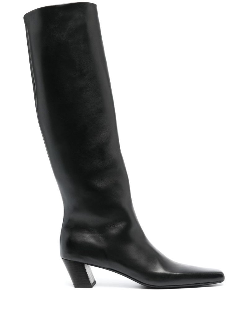 heeled 65mm leather boots - 1