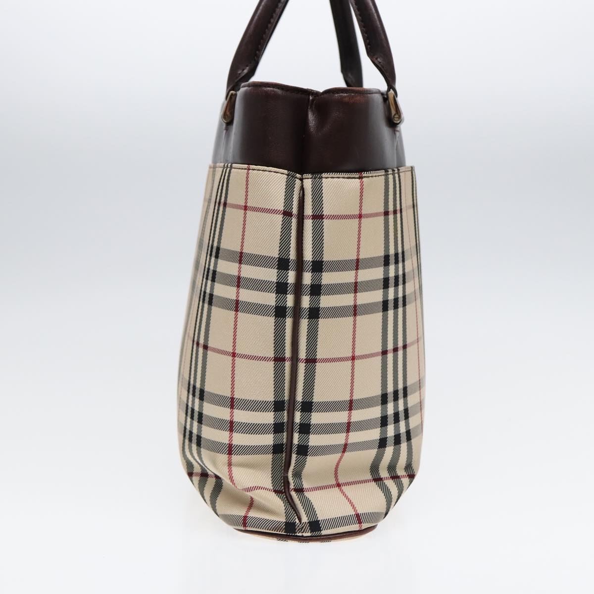 Burberry Nova Check Hand Bag Canvas Beige Silver - 4