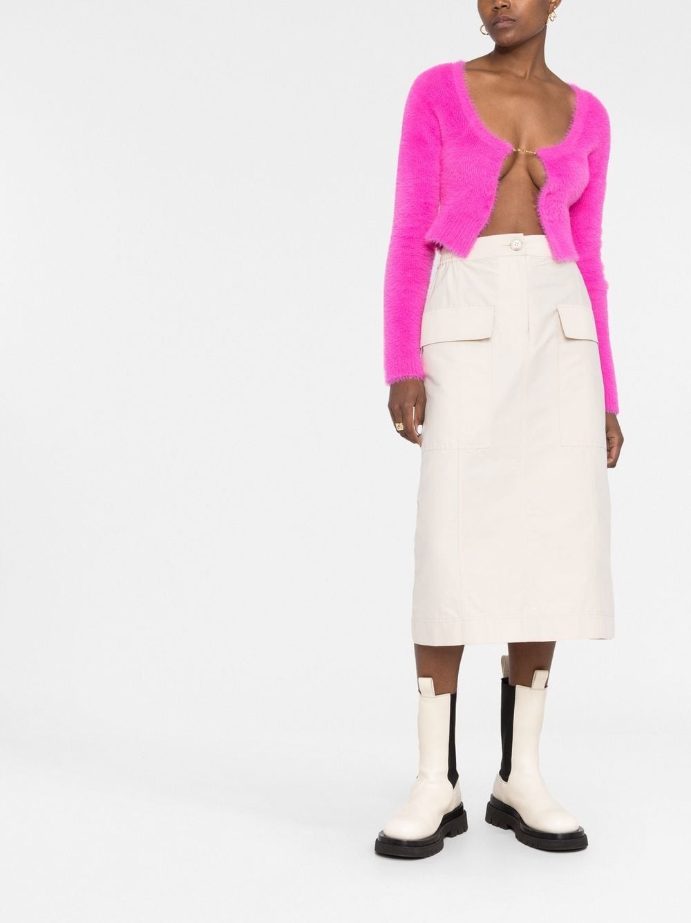 La Maille logo-charm cropped knitted cardigan - 2