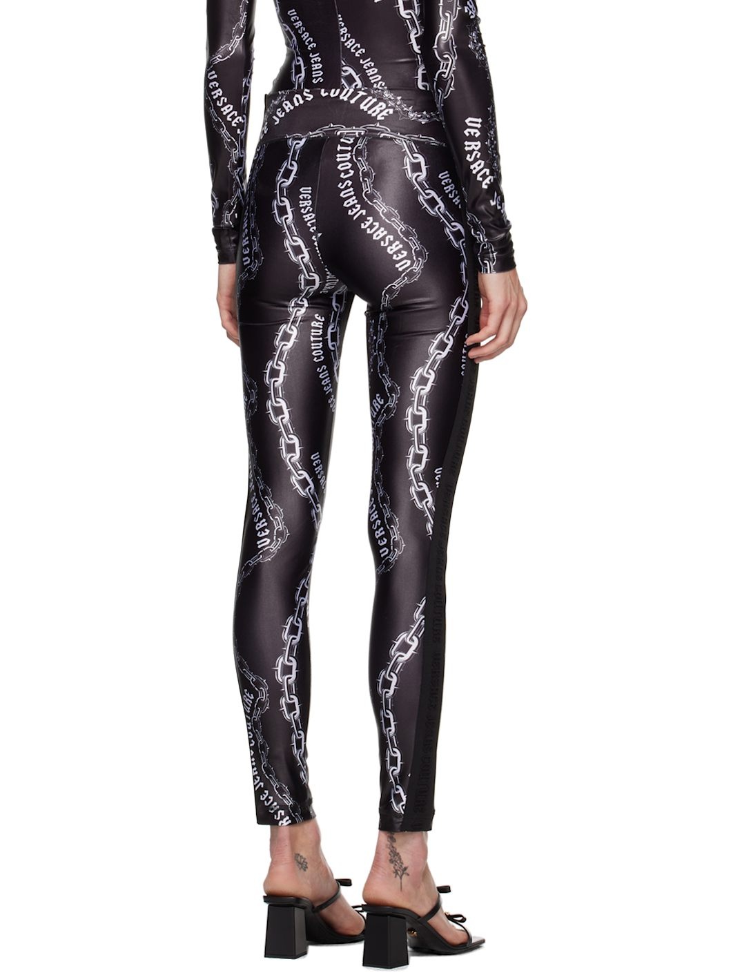 Black & White Chain Couture Leggings - 3