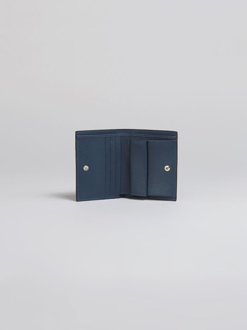 Marni BLUE SAFFIANO LEATHER YEN AND USD BI-FOLD WALLET outlook