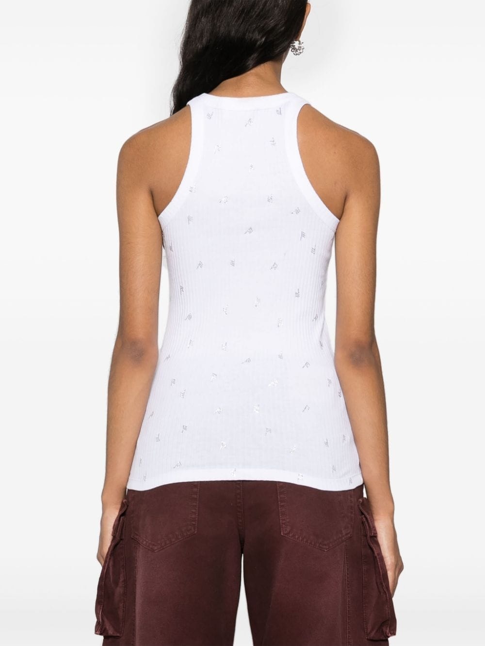 rhinestone-logo lettering tank top - 4