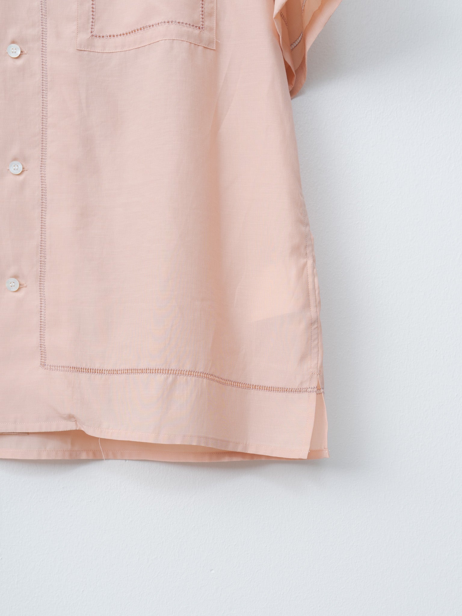 Embroidery Open Collar Shirt - Pink - 6